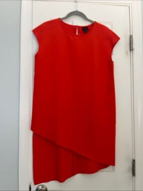 Worthington Red Asymmetrical Cap Sleeve Dress